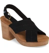 Toms Ibiza Platform Slingback Sandal In Black Suede