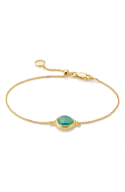 Monica Vinader 'mini Siren' Fine Chain Bracelet In Green Onyx/ Yellow Gold