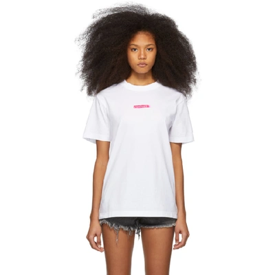 Marcelo Burlon County Of Milan White 'peligro' T-shirt In White Fuxia