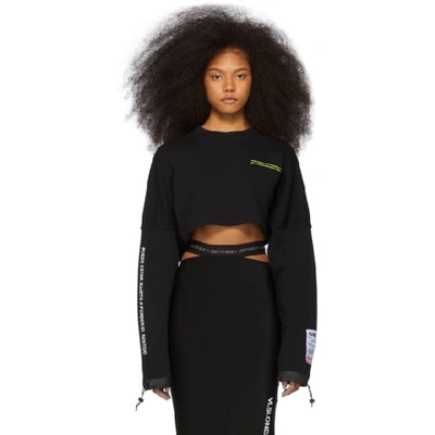 Marcelo Burlon County Of Milan Black Cropped Sweatshirt In Black Multi