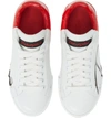 Dolce & Gabbana Script Logo Sneaker In White/ Red