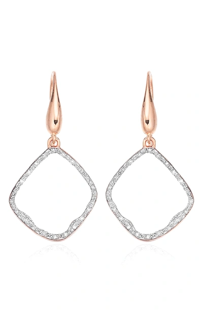 Monica Vinader Riva Diamond Hoop Drop Earrings In Rose Gold