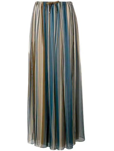 Brunello Cucinelli Chiffon Striped Maxi Skirt In Multicolour