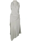 Peter Cohen Draped Asymmetric Dress In Silver