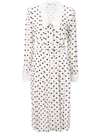 Alessandra Rich Polka Dot Collared Tea Dress In White