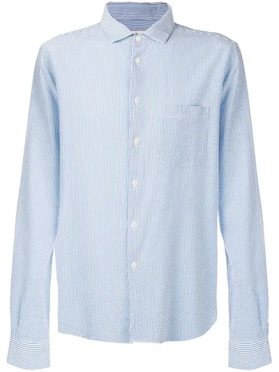 Ymc You Must Create Micro-stripe Shirt In Blue