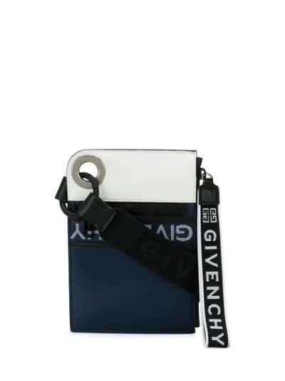 Givenchy Logo Zip Clutch Bag In Blue