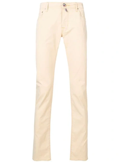 Jacob Cohen Tab Appliqué Detail Trousers In Yellow