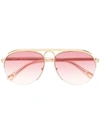 Chloé Aviator Frame Sunglasses In Gold