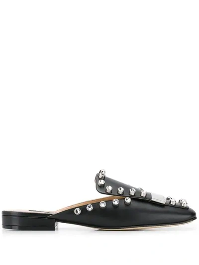 Sergio Rossi Crystal Studded Mules In 1498 Nero