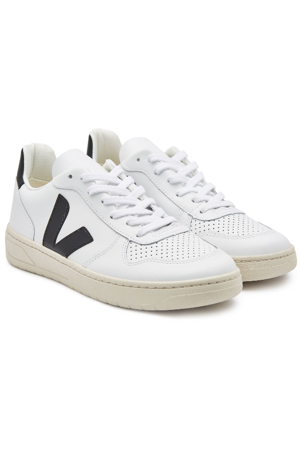 Veja V-10 Leather Sneakers In White | ModeSens