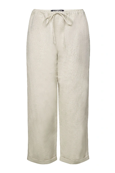 Jacquemus Le Jogging Marseille Cropped Sweatpants With Linen In Beige |  ModeSens