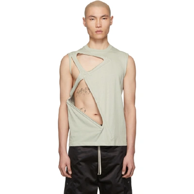 Rick Owens Geometric Hole Sleeveless Tank Top In 61 Oyster