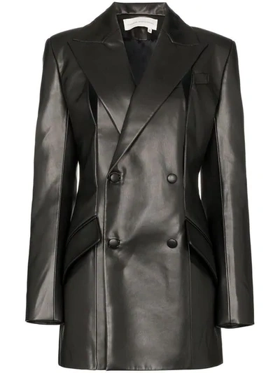 Aleksandre Akhalkatsishvili Slit Detail Leather Blazer In Black
