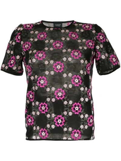 Giambattista Valli Floral Embroidered Top In Black