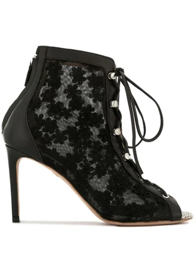 Giambattista Valli Lace Detail Open-toe Boots In Black