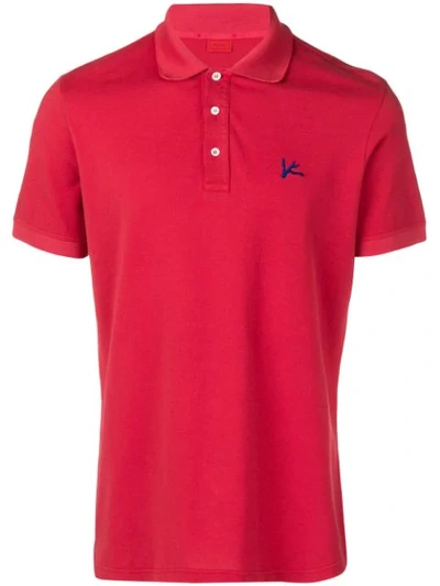 Isaia Chest Logo Polo Shirt In Red