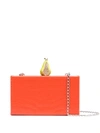 Edie Parker Embellished Croc-effect Clutch In Orange