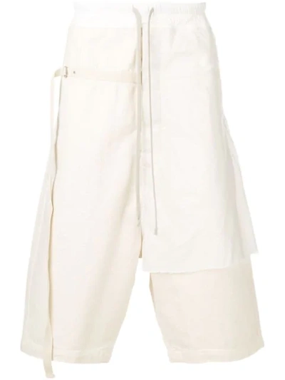 Rick Owens Drkshdw Layered Track Shorts In Neutrals