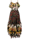 Dolce & Gabbana Women's Sleeveless Tiered Floral Maxi Dress In Floral Print