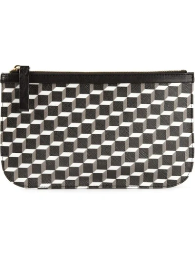 Pierre Hardy Tricolor Perspective Cube Zip Pouch In Black