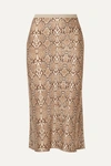 Anine Bing Bar Snake-print Silk-charmeuse Midi Skirt In Python