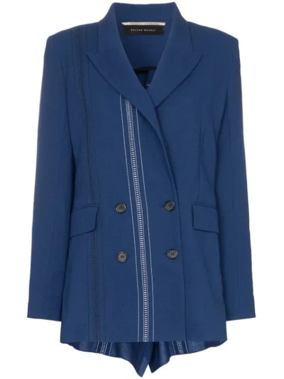 Roland Mouret Bourne Double-breasted Folded Wool Blazer In Blue