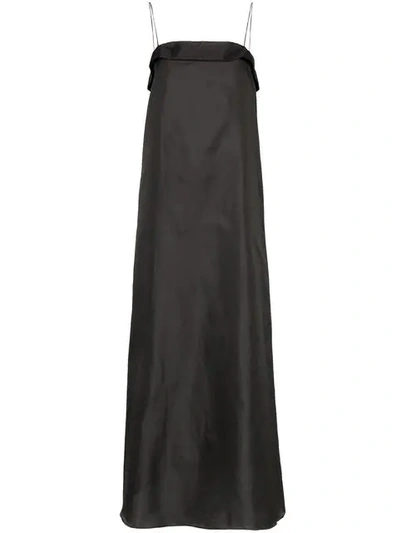 Deitas Coco Spaghetti-strap Shantung-silk Dress In Black