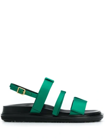 Marni Strappy Flat Sandals In Green