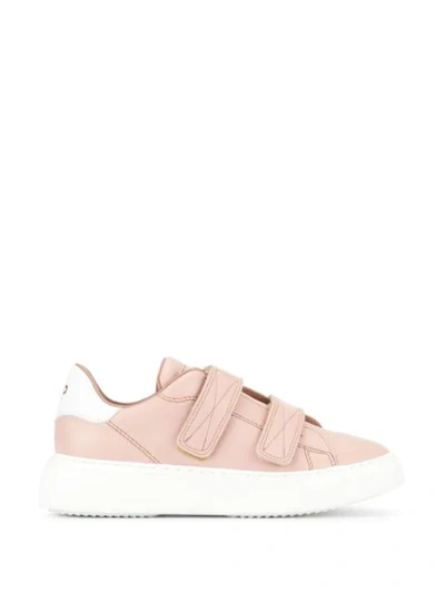 Philippe Model Kids' Logo-patch Touch-strap Trainers In Pink