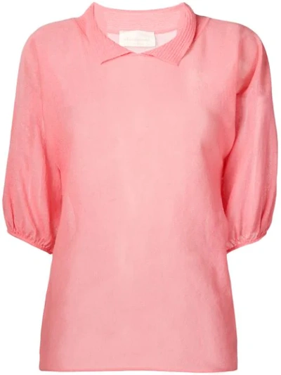 Chiara Bertani Short Sleeved Knitted Top In Pink