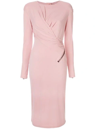 Tom Ford Long-sleeve Midi Dress In Pink
