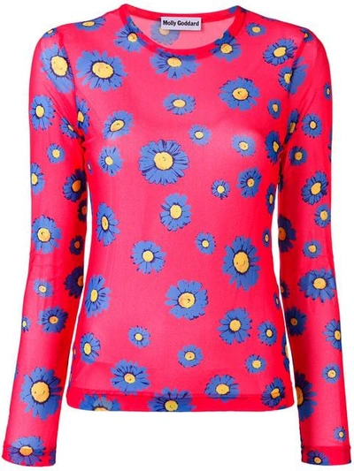 Molly Goddard Floral Print Top In Red