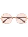 Jimmy Choo Gemstone Round Frame Sunglasses In Pink