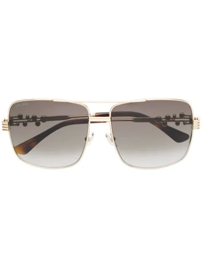 Jimmy Choo Gemstone Embellished Square Frame Sunglasses In Brown