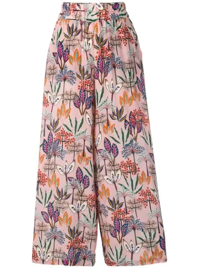 Altea Leaf Print Palazzo Trousers In Pink