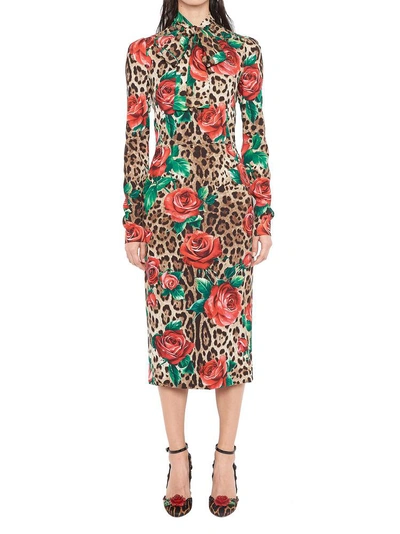 Dolce & Gabbana Printed Midi Dress In Multi