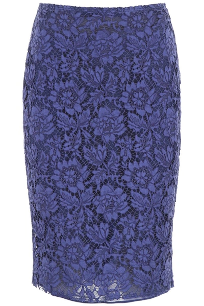 Valentino Midi Lace Skirt In Pure Blue (blue)