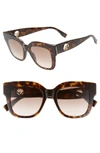 Fendi Square Acetate Sunglasses W/ Inset Logo Temples In Dark Havana