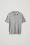 Cos Silk-cotton Knit Polo Shirt In Grey