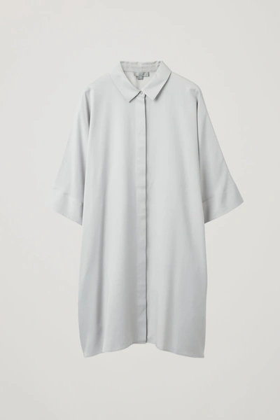 Cos Draped Boxy Shirt Dress In Grey