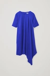 Cos Asymmetric Short-sleeved Dress In Cobalt Blue