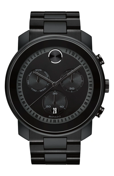 Movado Bold Metals Chronograph Bracelet Watch, 47mm In Black