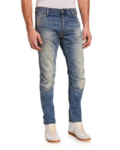 G-star Raw 5620 3d Zip-knee Skinny Fit Jeans In Light Vintage Aged In Med Blue