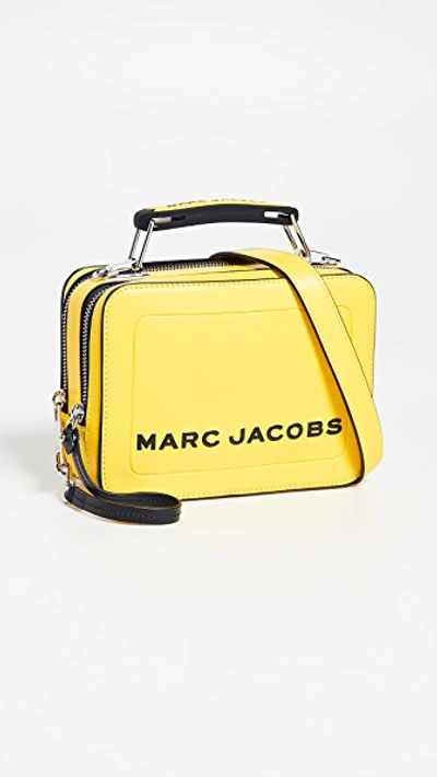 Marc Jacobs The Box Small Leather Crossbody In Lemon Yellow/gold
