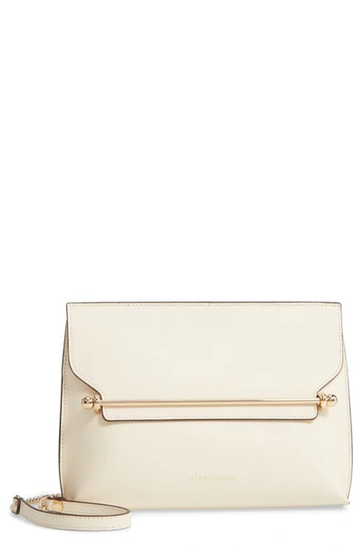 Strathberry East/west Stylist Calfskin Leather Clutch In Vanilla
