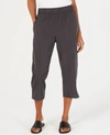 Eileen Fisher Cropped Tencel And Recycled Polyester Pull-on Pants In Graphite