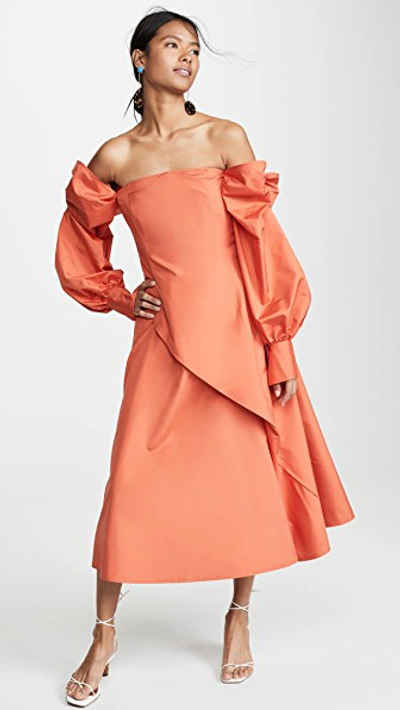 Adeam Parachute Bow Dress In Tiger Lily
