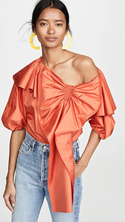Adeam Parachute Bow Blouse In Tiger Lily