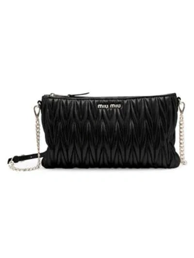 Miu Miu Women's Matelassé Leather Crossbody Bag In Black